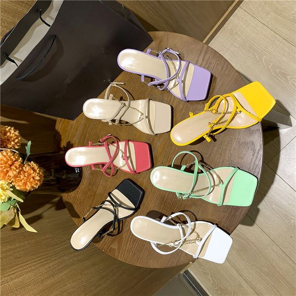ladies and american sandals european in high heels with metal chain decoration i9n7, Black
ladies and american sandals european in high heels with metal chain decoration i9n7, Black