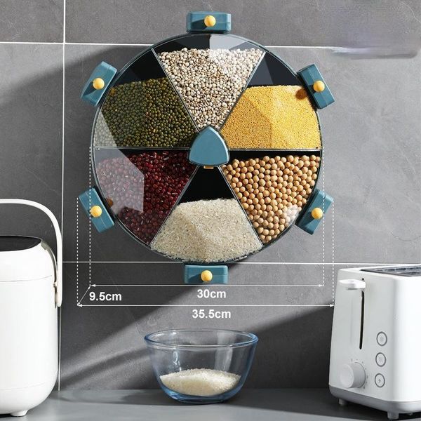 degrees rotating storage container kitchen rice cereal flour beans 6-compartment tank plastic wall-mounted box bottles & jars
degrees rotating storage container kitchen rice cereal flour beans 6-compartment tank plastic wall-mounted box bottles & jars