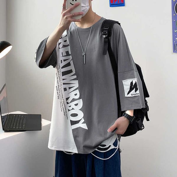 cotton t-shirt 100 summer color 5-sleeve men's trend loose t-shirt fashion, White;black
cotton t-shirt 100 summer color 5-sleeve men's trend loose t-shirt fashion, White;black
