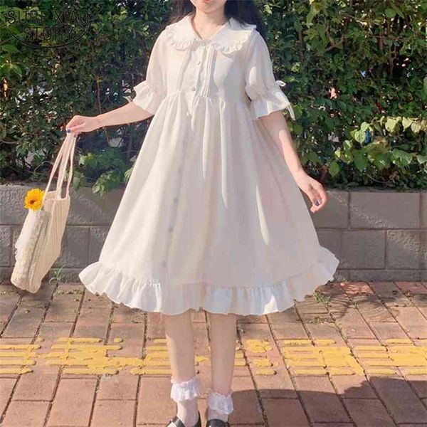japanese sweet white lolita dress summer peter pan collar loose kawaii women flare sleeve chiffon es vestidos 13647 210508, Black;gray
japanese sweet white lolita dress summer peter pan collar loose kawaii women flare sleeve chiffon es vestidos 13647 210508, Black;gray