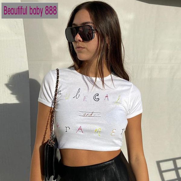 women's t-shirt meqeiss casual slim ladies fashion letter printing short sleeve o-neck clothing y2k all-match navel top, White
women's t-shirt meqeiss casual slim ladies fashion letter printing short sleeve o-neck clothing y2k all-match navel top, White