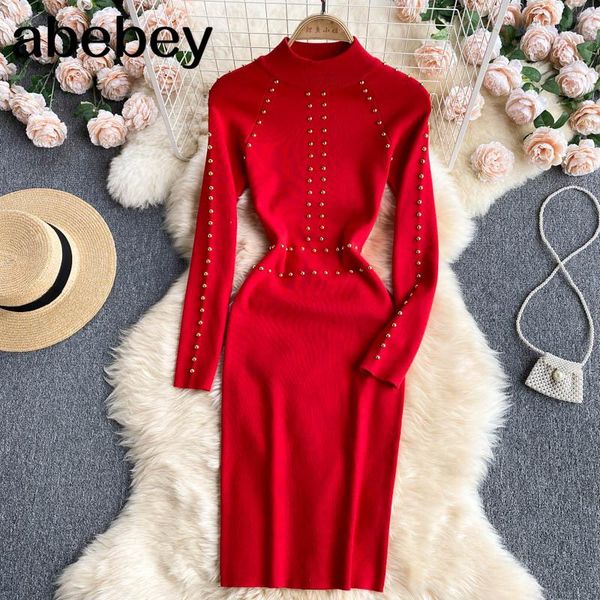 casual dresses women design rivet knitted dress strand collar long sleeve elastic slim sheath autumn bodycon short, Black;gray
casual dresses women design rivet knitted dress strand collar long sleeve elastic slim sheath autumn bodycon short, Black;gray