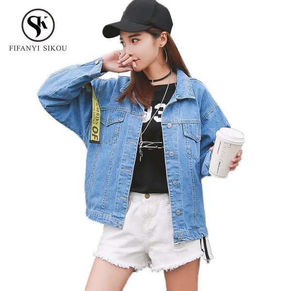 women's jackets 2021 spring basic coat fashion ribbon single breasted denim jacket loose casual jeans women korean, Black;brown
women's jackets 2021 spring basic coat fashion ribbon single breasted denim jacket loose casual jeans women korean, Black;brown