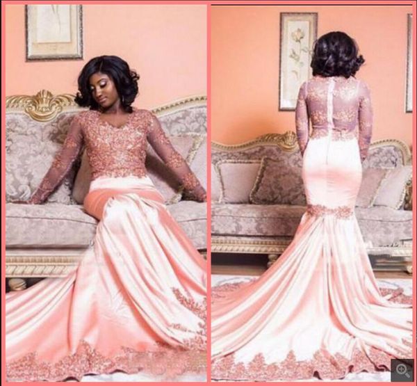 2021 gorgeous pink crew neck lace appliqued mermaid prom dresses sheer long sleeves sweep train formal arabic party dress beaded black girl&
2021 gorgeous pink crew neck lace appliqued mermaid prom dresses sheer long sleeves sweep train formal arabic party dress beaded black girl&