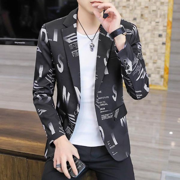 men's suits & blazers korean style slim jackets letter printing youth casual one button england hair stylist autumn small 3xl, White;black
men's suits & blazers korean style slim jackets letter printing youth casual one button england hair stylist autumn small 3xl, White;black