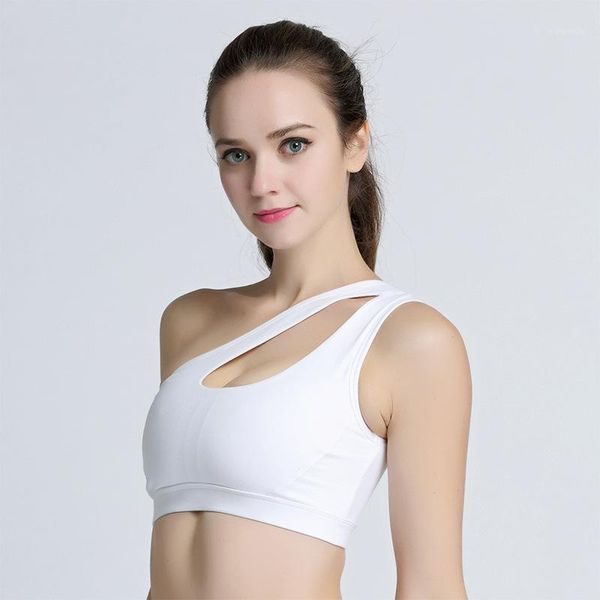 one shoulder women's high personality oblique white sports bra running fitness yoga gym clothing athletic underwear1, White;black
one shoulder women's high personality oblique white sports bra running fitness yoga gym clothing athletic underwear1, White;black