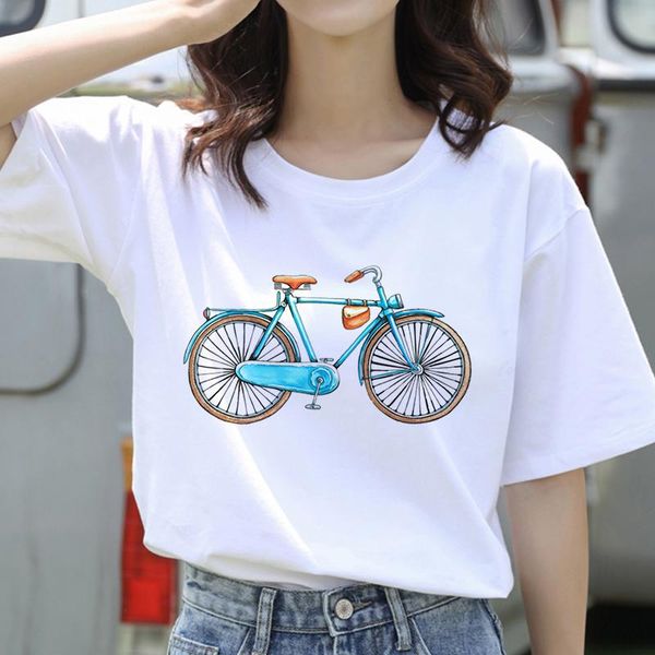 women's t-shirt casual short sleeve o neck fashion ladies shirt cute cartoon bycle printed summer women t shirts, White
women's t-shirt casual short sleeve o neck fashion ladies shirt cute cartoon bycle printed summer women t shirts, White