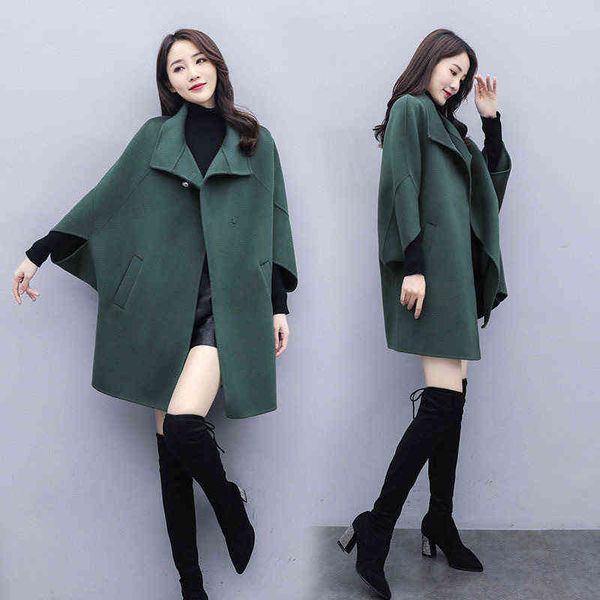 cloak woolen coat women's autumn and winter thickened bat sleeve medium long wear, Black
cloak woolen coat women's autumn and winter thickened bat sleeve medium long wear, Black
