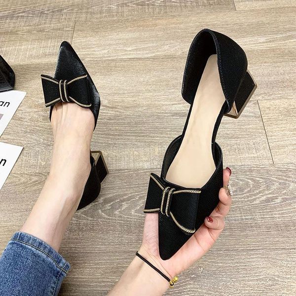 women's shoes summer pointed high heel mid chunky fairy style fashion closed toe hollowed sandals women dress, Black
women's shoes summer pointed high heel mid chunky fairy style fashion closed toe hollowed sandals women dress, Black