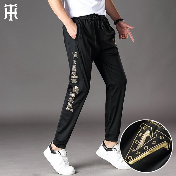 pants fashionable the casual men's spring and summer thin legged burnt embroidery quick drying white sports brand, Black
pants fashionable the casual men's spring and summer thin legged burnt embroidery quick drying white sports brand, Black