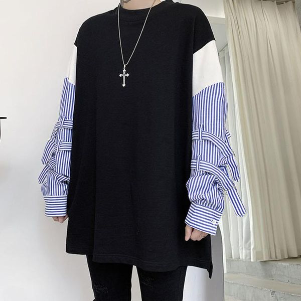 men's hoodies & sweatshirts autumn round collar pullover korean style for men 2021 striped long sleeve oversized mid length male, Black
men's hoodies & sweatshirts autumn round collar pullover korean style for men 2021 striped long sleeve oversized mid length male, Black
