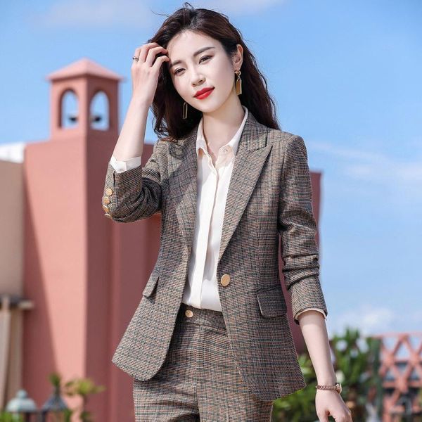 women's two piece pants lattice blazers for women elegant gray coffee color lapel slim cardigan temperament suit jacket profession clot, White
women's two piece pants lattice blazers for women elegant gray coffee color lapel slim cardigan temperament suit jacket profession clot, White