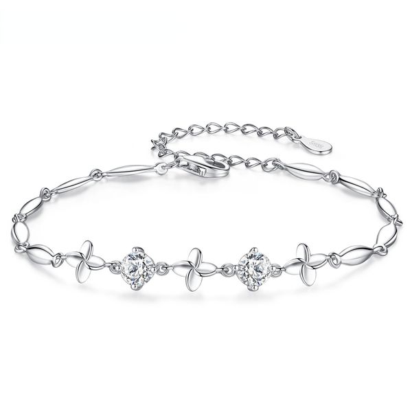 s925 sterling silver clover bracelet with aaa zircon in korean fashion, Black
s925 sterling silver clover bracelet with aaa zircon in korean fashion, Black