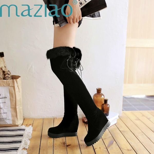 boots fur keep warm shoes woman winter flock height increasing over the knee fashion elegant snow size 34-43 maziao, Black
boots fur keep warm shoes woman winter flock height increasing over the knee fashion elegant snow size 34-43 maziao, Black