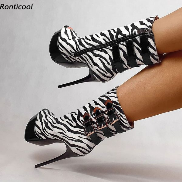 rontic handmade women spring platform ankle boots thin high heels peep toe black zebra party shoes us size 5-20
rontic handmade women spring platform ankle boots thin high heels peep toe black zebra party shoes us size 5-20