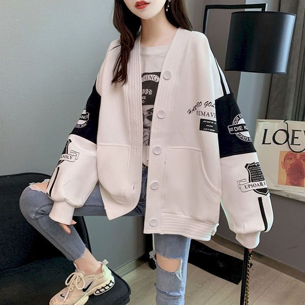 ymzswomen's cardigan plus velvet thickening 2021 new winter korean version loose wild large size women ins jacket tide goth clothing, Black;white
ymzswomen's cardigan plus velvet thickening 2021 new winter korean version loose wild large size women ins jacket tide goth clothing, Black;white