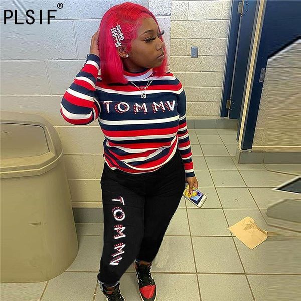 women's two piece pants women striped printed sports suit street fashion casual long sleeve round neck jacket with feet in spring and a, White
women's two piece pants women striped printed sports suit street fashion casual long sleeve round neck jacket with feet in spring and a, White