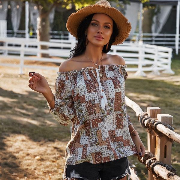 women's t-shirt 2021 spring summer slash neck women t shirts long sleeve patchwork print tassel casual female, White
women's t-shirt 2021 spring summer slash neck women t shirts long sleeve patchwork print tassel casual female, White
