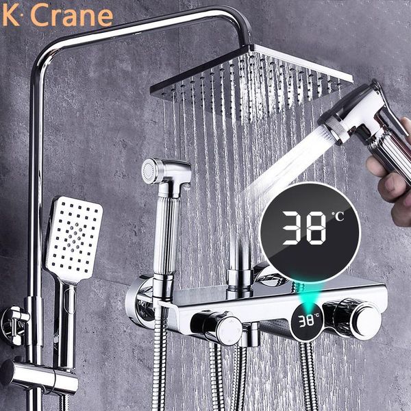 digital shower system wall mounted thermostatic set bathroom cold mixer bath faucet square head rainfall faucets sets
digital shower system wall mounted thermostatic set bathroom cold mixer bath faucet square head rainfall faucets sets