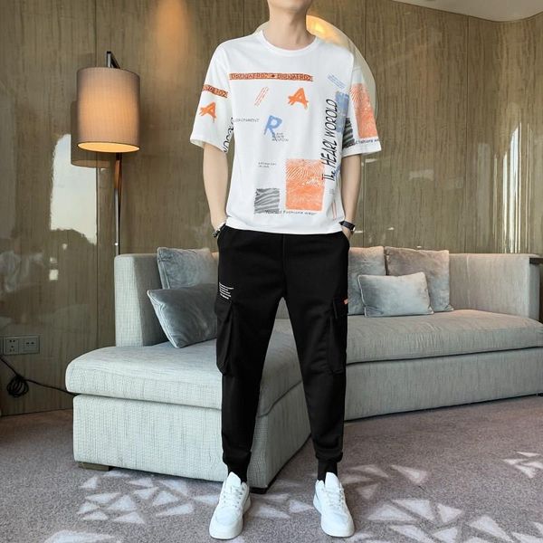 men's tracksuits 2021 spring and summer light mature short sleeve t-shirt korean fashion clothes ruffian handsome casual trousers with, Gray
men's tracksuits 2021 spring and summer light mature short sleeve t-shirt korean fashion clothes ruffian handsome casual trousers with, Gray