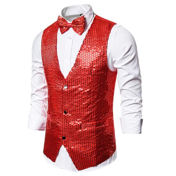 men's vests mens red sequins vest with bowtie slim fit v neck dj nightclub prom waistcoat men party wedding groom chaleco hombre, Black;white
men's vests mens red sequins vest with bowtie slim fit v neck dj nightclub prom waistcoat men party wedding groom chaleco hombre, Black;white