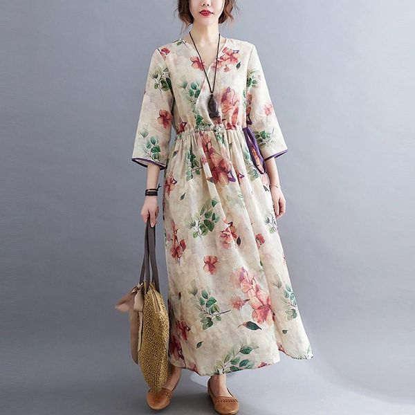 casual dresses elegant beauty women cotton linen long dress summer vintage style v-neck floral print ladies a-line drawstring, Black;gray
casual dresses elegant beauty women cotton linen long dress summer vintage style v-neck floral print ladies a-line drawstring, Black;gray
