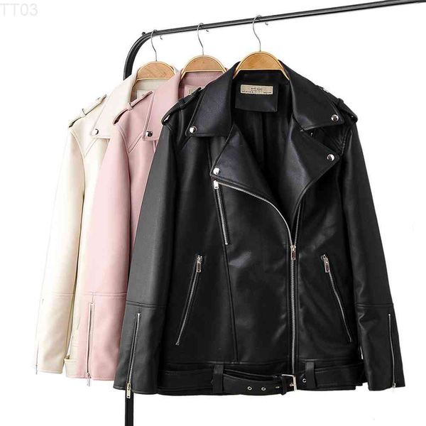 brand autumn women faux leather jacket casual loose soft pu motorcycle punk coat female zipper rivet outerwear, Black
brand autumn women faux leather jacket casual loose soft pu motorcycle punk coat female zipper rivet outerwear, Black