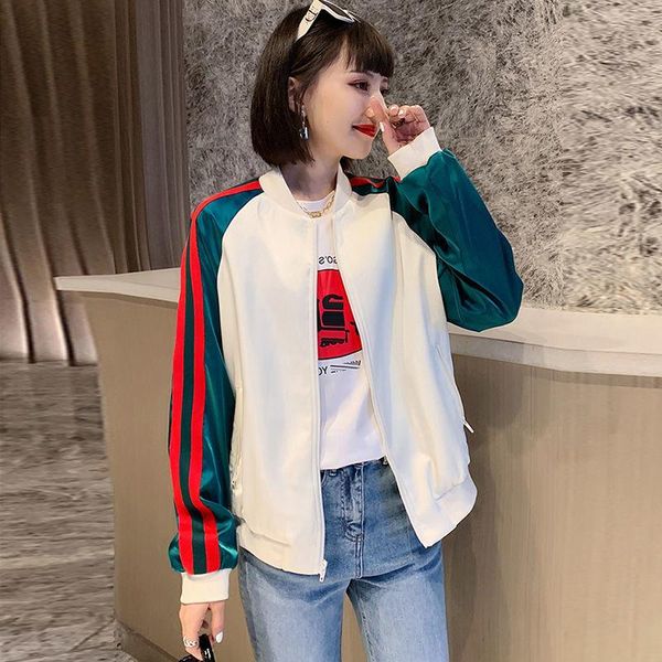 women's jackets contrast striped baseball suit short spring 2021 fashion foreign style coat, Black;brown
women's jackets contrast striped baseball suit short spring 2021 fashion foreign style coat, Black;brown