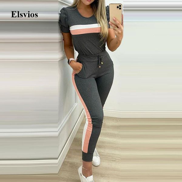 women's tracksuits casual women two piece set outfit 2021 summer side striped pocket suit fashion puff sleeve rib + sport lon, Gray
women's tracksuits casual women two piece set outfit 2021 summer side striped pocket suit fashion puff sleeve rib + sport lon, Gray