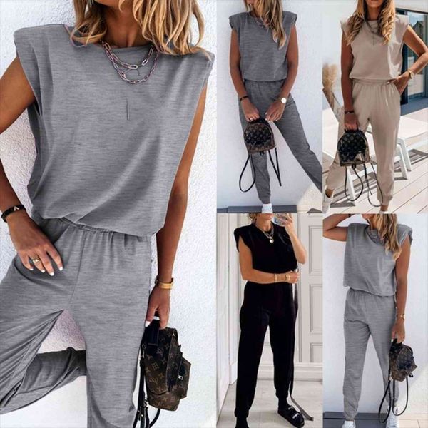 2 pieces sets shoulder womens tracksuits sport set sweatpant long pant tracksuit sleeveless solid suit street fashion ladies clothes, Gray
2 pieces sets shoulder womens tracksuits sport set sweatpant long pant tracksuit sleeveless solid suit street fashion ladies clothes, Gray