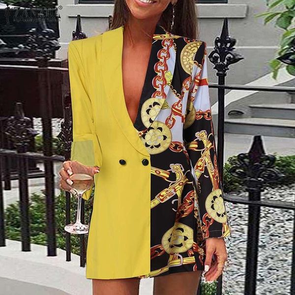 women's suits & blazers 2022 fahsion printed blazer spring autumn ol patchwork coats casual solid lapel button oversize outwears femm, White;black 
women's suits & blazers 2022 fahsion printed blazer spring autumn ol patchwork coats casual solid lapel button oversize outwears femm, White;black