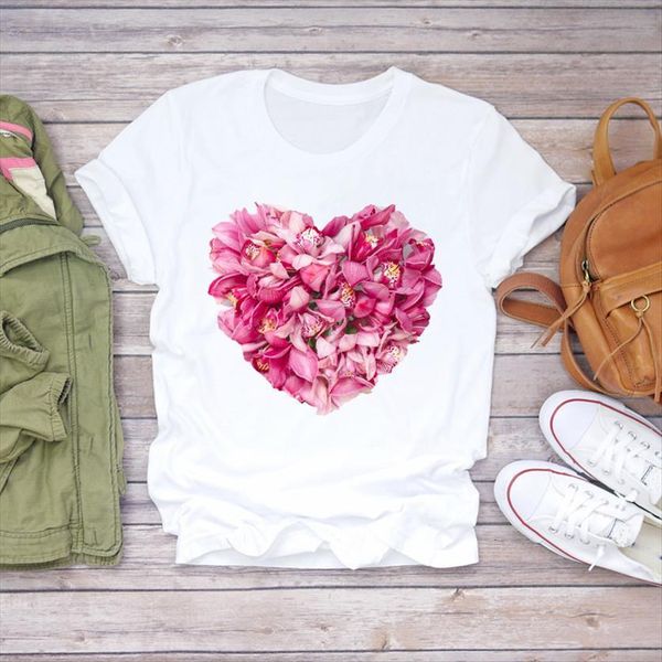 90s casual tumblr clothing womens t shirt valentine flower floral print graphic female tee, White
90s casual tumblr clothing womens t shirt valentine flower floral print graphic female tee, White
