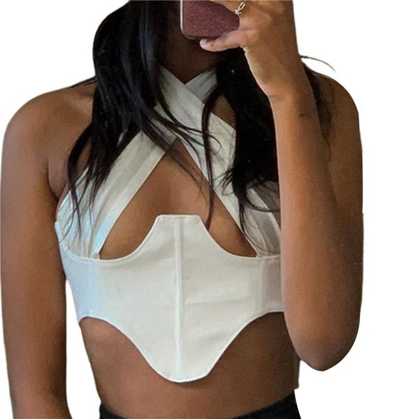women's tanks & camis women cross halter crop tank solid color cut out sleeveless open back patchwork rave club clothes, White
women's tanks & camis women cross halter crop tank solid color cut out sleeveless open back patchwork rave club clothes, White