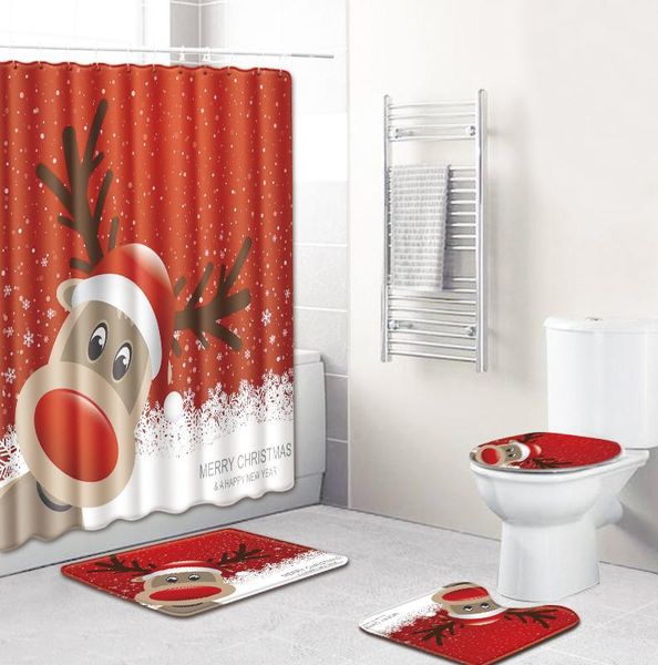 bath accessory set zollor 4 pcs/set christmas printed shower curtain sets with non-slip rug toilet lid cover mat bathroom
bath accessory set zollor 4 pcs/set christmas printed shower curtain sets with non-slip rug toilet lid cover mat bathroom