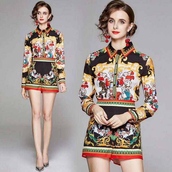 women's tracksuits retro printed runway women sets 2021 designer casual shirt+ shorts set spring autumn cafe office lady two piece swee, Gray
women's tracksuits retro printed runway women sets 2021 designer casual shirt+ shorts set spring autumn cafe office lady two piece swee, Gray