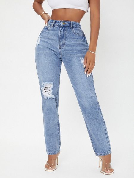 sxy high waist ripped straight leg jeans h0dz#, Blue
sxy high waist ripped straight leg jeans h0dz#, Blue