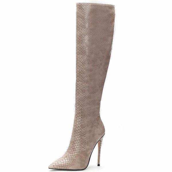 boots brand designer faux leather women knee high pointed toe long super heel zipper gray apricot brown, Black
boots brand designer faux leather women knee high pointed toe long super heel zipper gray apricot brown, Black