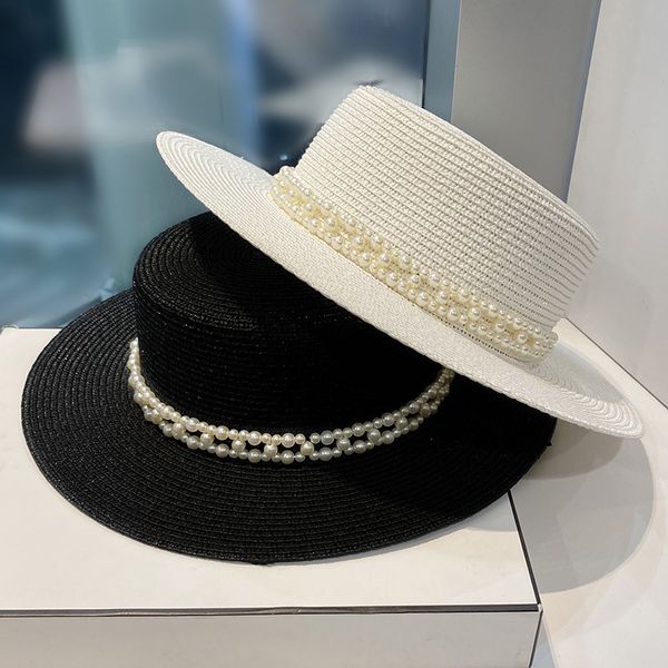 summer sun shading and sunscreen big brim hat women's french pearl chain flat leisure fashion straw, Blue;gray
summer sun shading and sunscreen big brim hat women's french pearl chain flat leisure fashion straw, Blue;gray