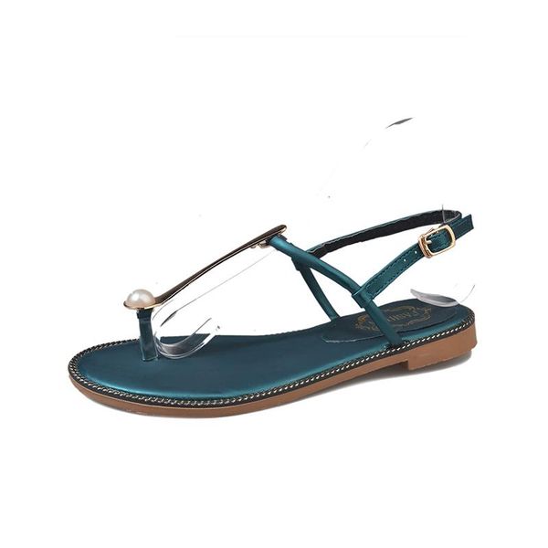 summer bohemian women's sandals fashion pearl flat beach shoes., Black 
summer bohemian women's sandals fashion pearl flat beach shoes., Black