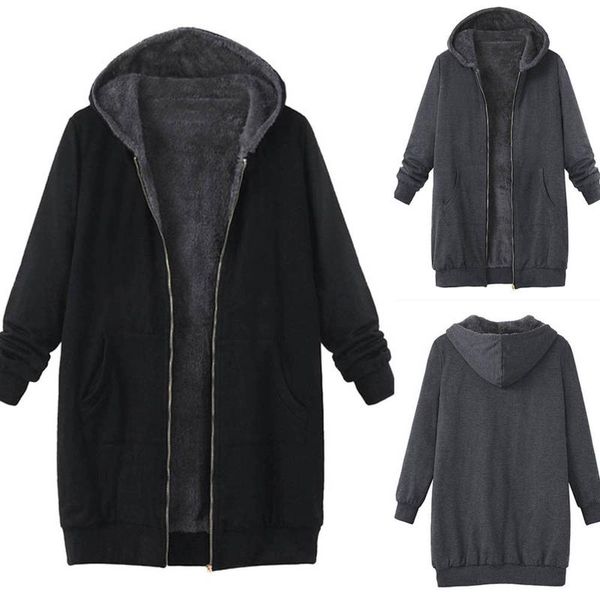 wenqing women vintage plus size jacket solid fleece hooded zipper long sleeve thick coat 2021 mujer chaqueta women's jackets, Black;brown
wenqing women vintage plus size jacket solid fleece hooded zipper long sleeve thick coat 2021 mujer chaqueta women's jackets, Black;brown