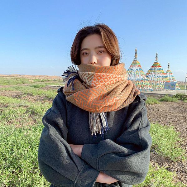 scarves scarf women 2021 winter checkered cashmere korean thickened plaid shawl, Blue;gray
scarves scarf women 2021 winter checkered cashmere korean thickened plaid shawl, Blue;gray
