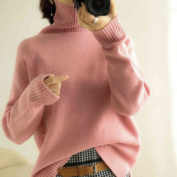 sweaters autumn and winter high collar cashmere women's clothes thickened loose pullover 2021 fashion knitted wool sweater, White;black
sweaters autumn and winter high collar cashmere women's clothes thickened loose pullover 2021 fashion knitted wool sweater, White;black