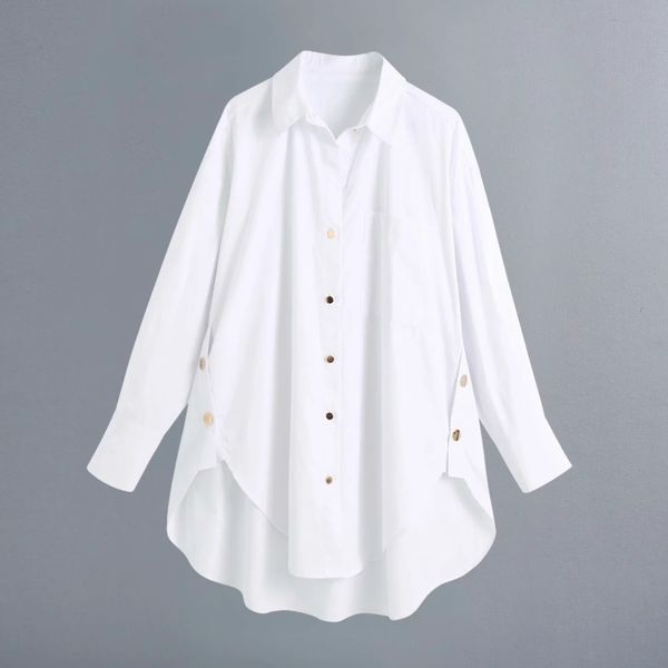 women button decoration white shirt femme turndown collar long sleeve blouse casual lady loose blusas s8061 210430
women button decoration white shirt femme turndown collar long sleeve blouse casual lady loose blusas s8061 210430
