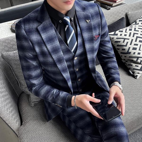 men's suits & blazers (jacket+vest+pant)men 3 pcs suit spring plaid slim fit business blazer formal casual check office party prom wedd, White;black
men's suits & blazers (jacket+vest+pant)men 3 pcs suit spring plaid slim fit business blazer formal casual check office party prom wedd, White;black