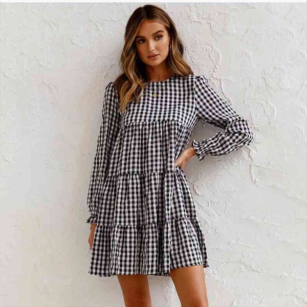 mini autumn winter fashion womens dress casual long sleeve plaid black o neck loose elegant beach dresses for women robe, Black;gray
mini autumn winter fashion womens dress casual long sleeve plaid black o neck loose elegant beach dresses for women robe, Black;gray