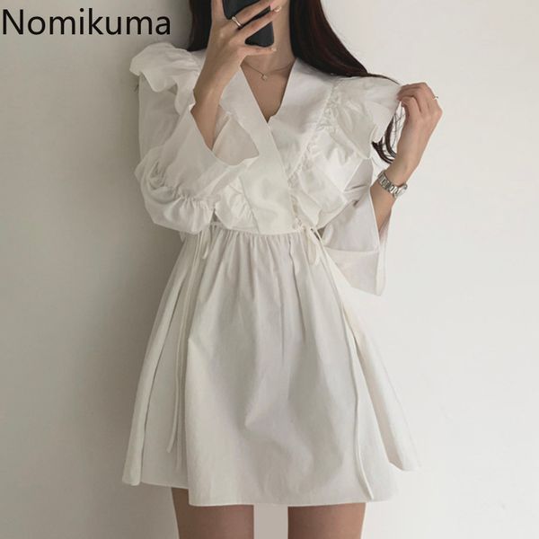 nomikuma spring new v-neck ruffle patchwork dresses korean lace up slim waist a-line women vestido flare long sleeve dress 6d974 210427, Black;gray
nomikuma spring new v-neck ruffle patchwork dresses korean lace up slim waist a-line women vestido flare long sleeve dress 6d974 210427, Black;gray