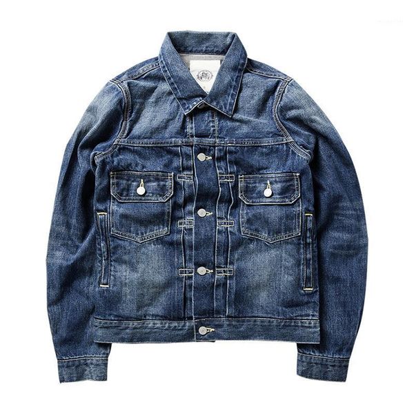 red reproduction vv 101 denim jacket damaged selvedge jean washed blue men's jackets, Black;brown
red reproduction vv 101 denim jacket damaged selvedge jean washed blue men's jackets, Black;brown