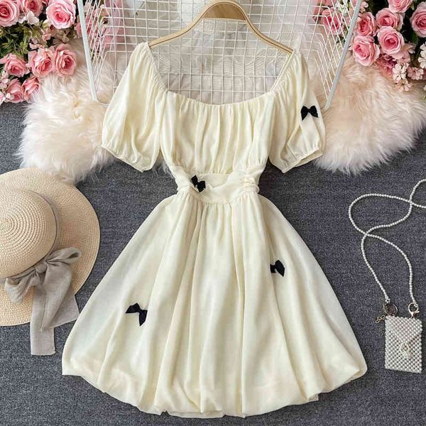 casual dresses fairy chiffon party mini women summer 2021 sweet bow a-line holiday japaness style sleeve girls vestidos jwpd, Black;gray 
casual dresses fairy chiffon party mini women summer 2021 sweet bow a-line holiday japaness style sleeve girls vestidos jwpd, Black;gray