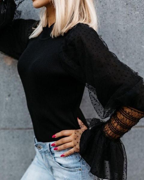 women's blouses & shirts women ladies mesh long puff flare sleeve polka dot blouse autumn tulle tutu jumper turtleneck knitted see thr, White
women's blouses & shirts women ladies mesh long puff flare sleeve polka dot blouse autumn tulle tutu jumper turtleneck knitted see thr, White
