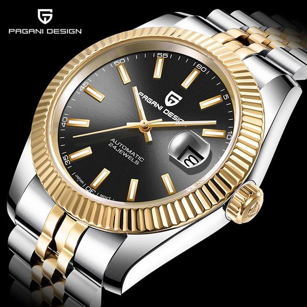 men's watch pagani design brand sapphire synthetic glass mechanical wristwatch stainless steel waterproof automatic watches wristwatche, Slivery;brown
men's watch pagani design brand sapphire synthetic glass mechanical wristwatch stainless steel waterproof automatic watches wristwatche, Slivery;brown